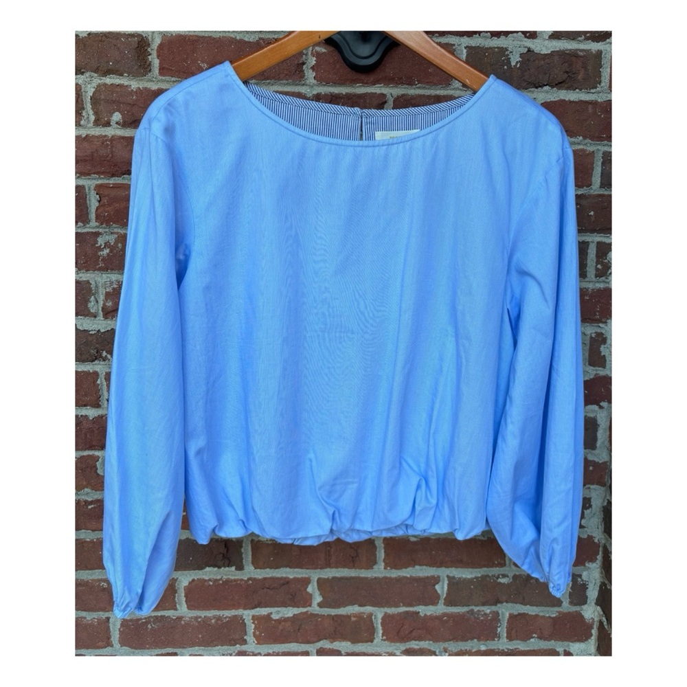 NWOT Anthropologie Maeve Poplin Bubble Top in Light Blue  Size XS